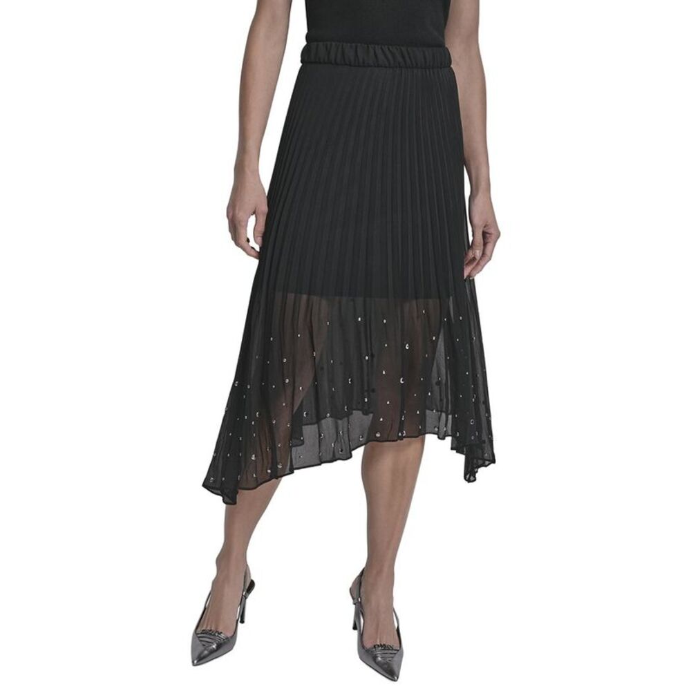 Dkny Womens  Chiffon Studded Midi Skirt